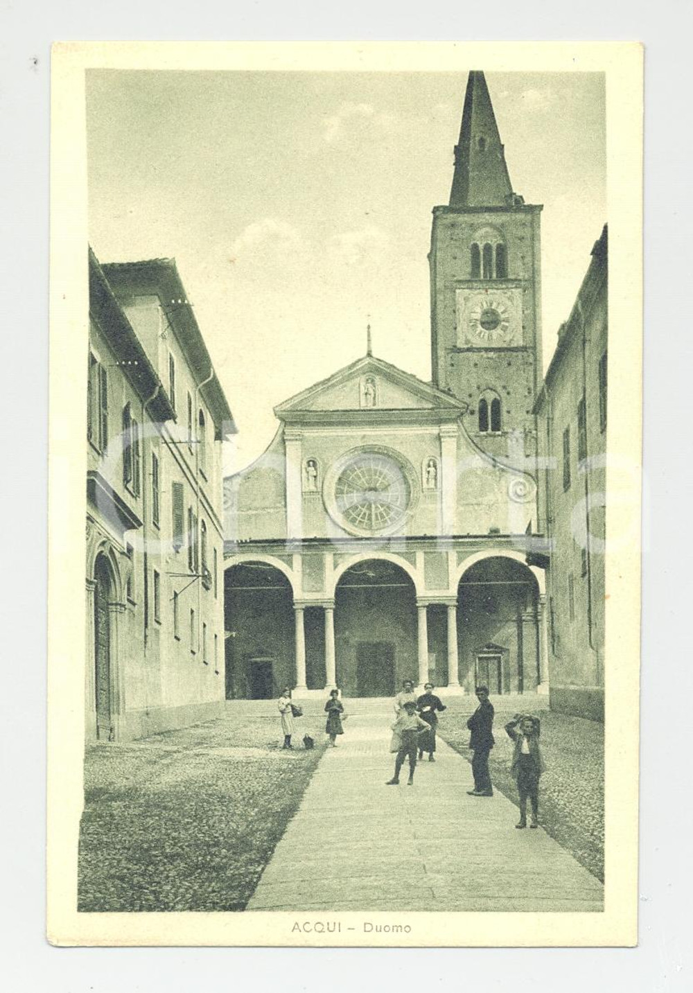 Cartolina originale da collezione Acqui Terme anni '20, veduta ANIMATA Duomo 1