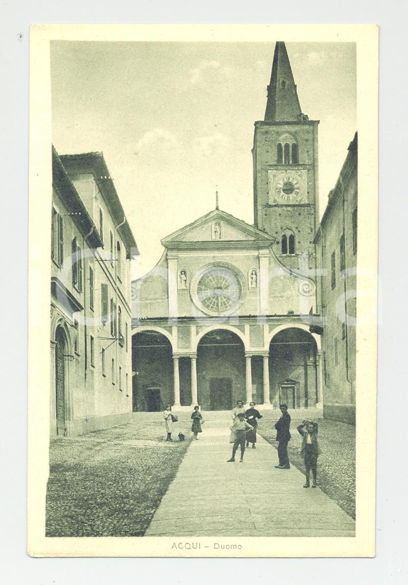 Cartolina originale da collezione Acqui Terme anni  20, veduta ANIMATA Duomo Cartolina postale 1