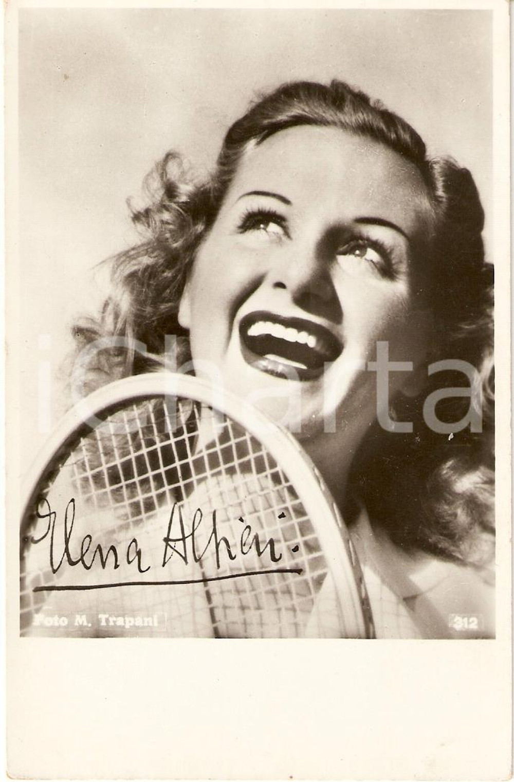 Cartolina originale da collezione 1940 circa ELENA ALTIERI gioca a tennis *Cartolina FP NV 1