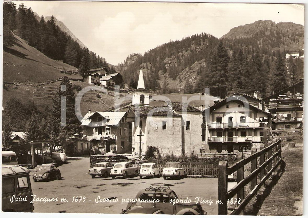 Cartolina originale da collezione 1962 SAINT JACQUES (AO) Scorcio panoramico e sfondo Fiery *Cartolina FG VG 1