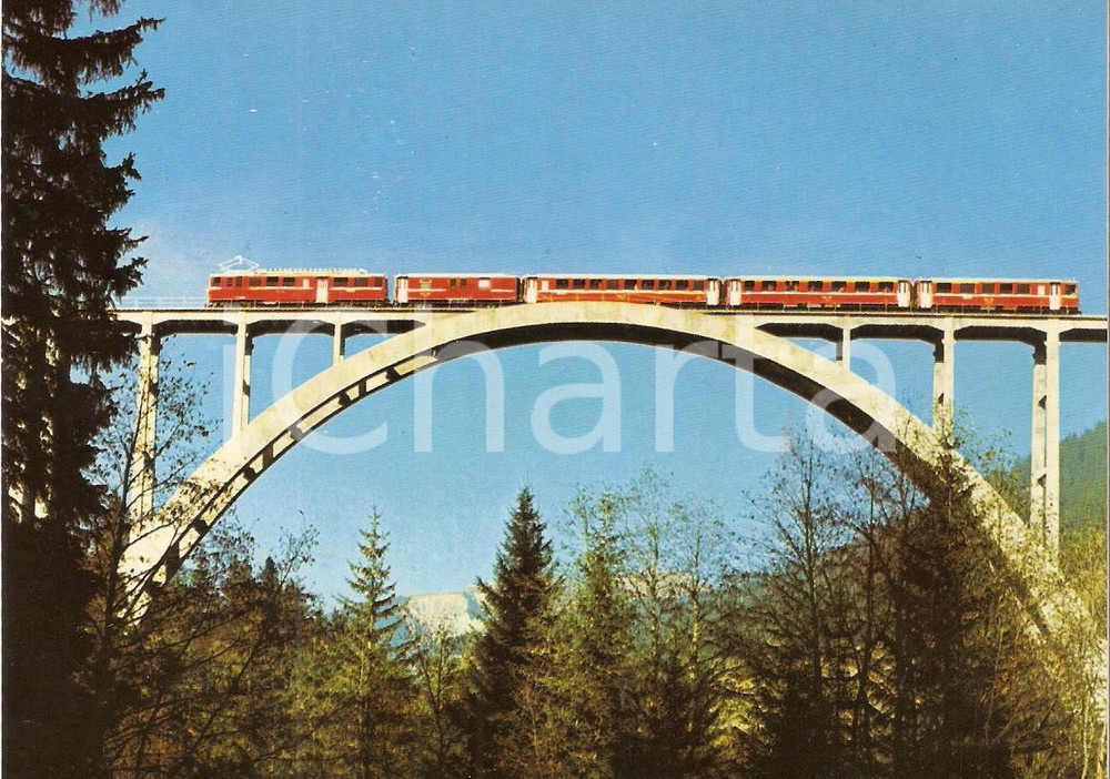 1975 ca SVIZZERA Rhatische Bahn Pendelzug auf dem LANGWIESERVIADUKT Cartolina FG