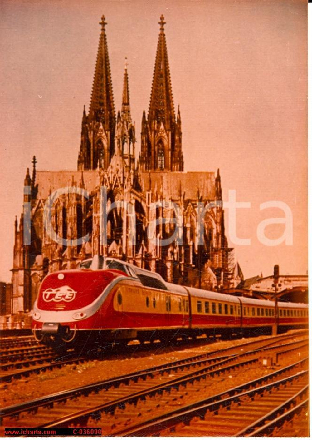 Fotografia d'epoca originale Koln, Trans Europe Express train, REAL PHOTO '80 1