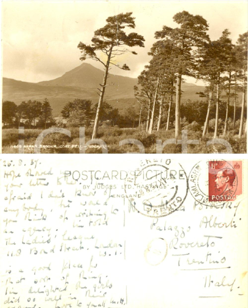 Autografo originale 1937 BRODICK ARRAN SCOTLAND Cartolina a Nina POLONSKY dalla famiglia FP VG 1