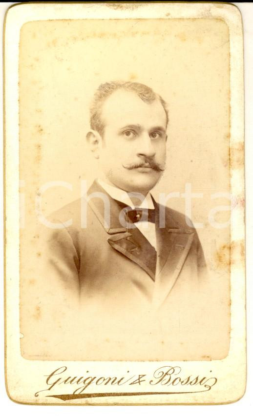 Fotografia d epoca originale 1890 ca MILANO Ritratto di giovane uomo Foto GUIGONI e BOSSI CDV 1