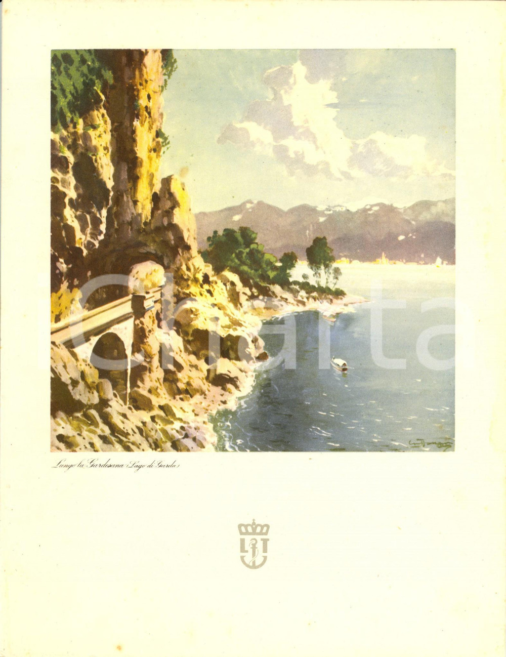 Oggetto da collezione cartaceo 1940 LLOYD TRIESTINO Nave URANIA MenÃ¹ di bordo ILLUSTRATO con Lago di GARDA 1