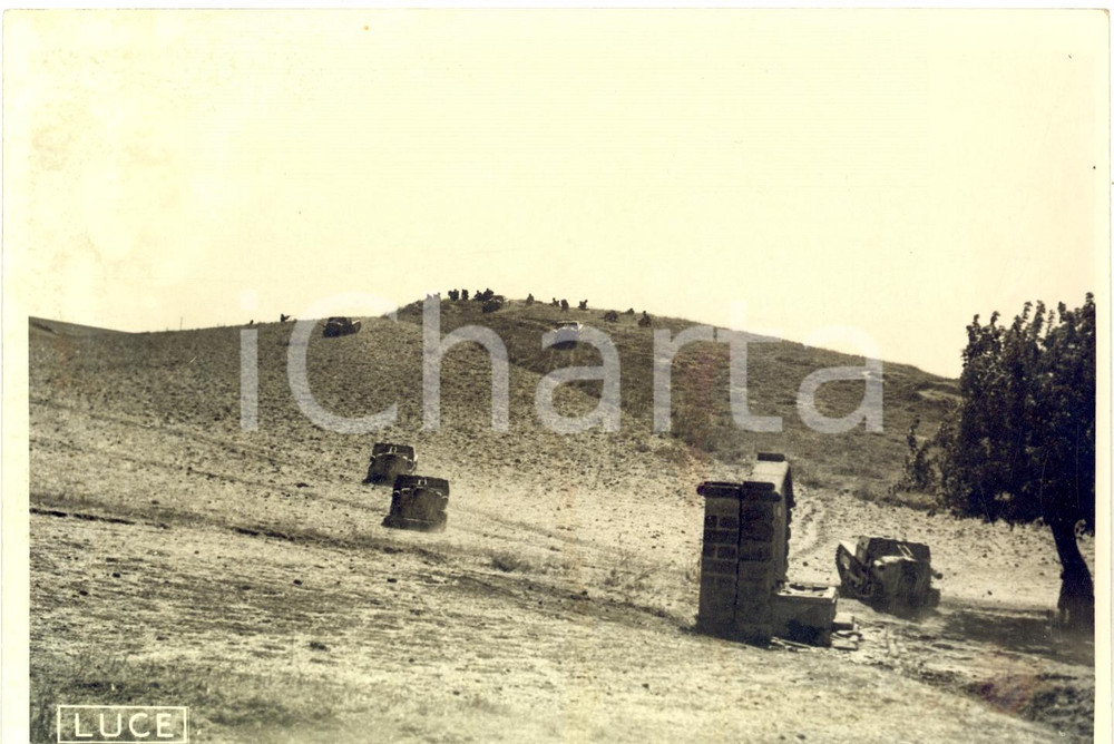 Fotografia d epoca originale 1937 Castello RAMPINZERI TP GRANDI MANOVRE  Reparti in movimento Foto LUCE 1