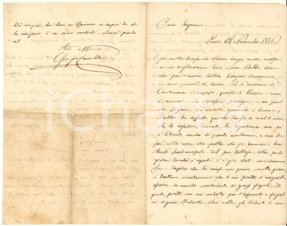 1876 PAVIA Giorgio Camillo CARBONE "Gli studenti si commuovono per la pancia"