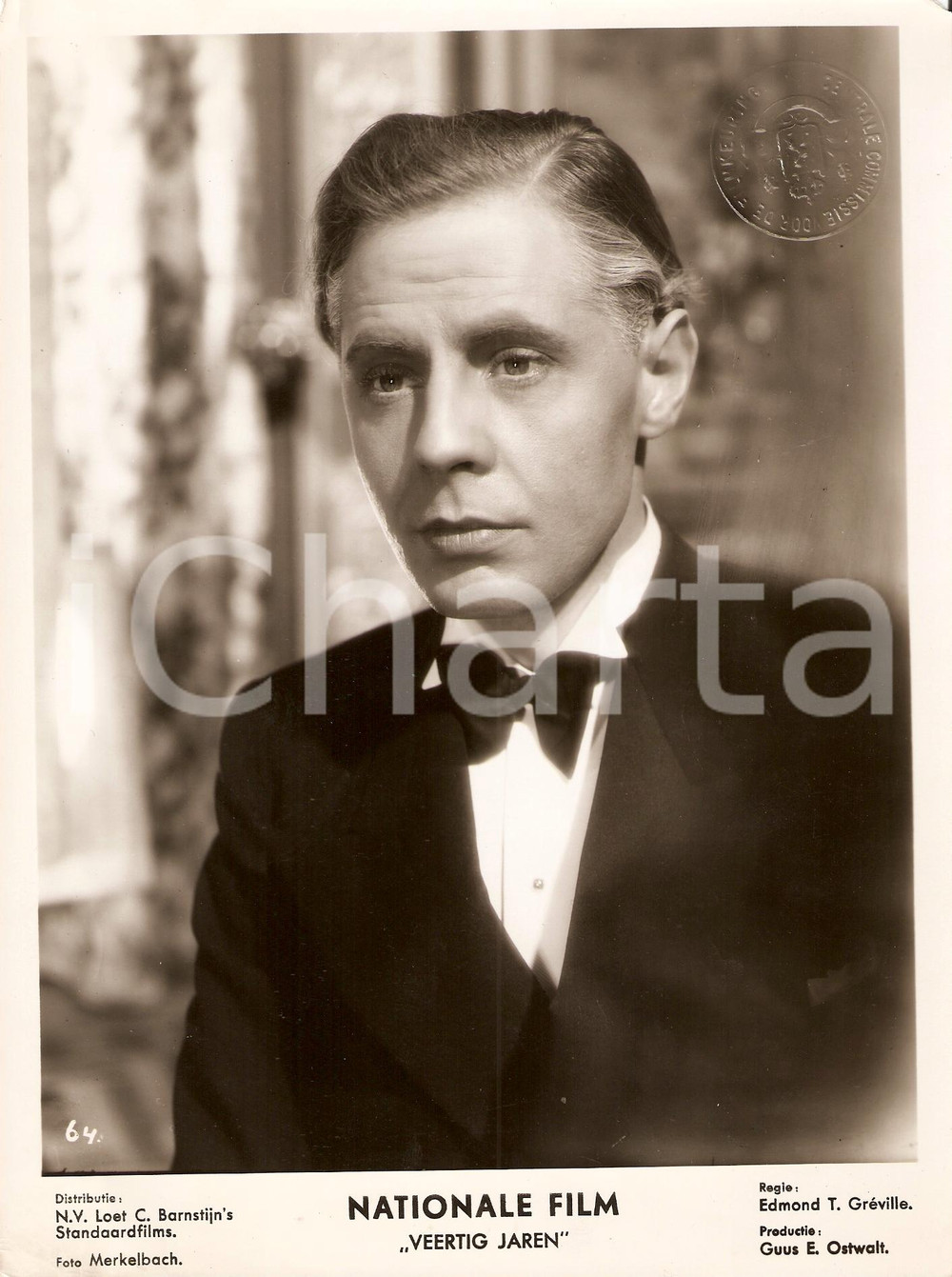 Fotografia d'epoca originale 1938 Ritratto di Eduard VERKADE Attore in Veertig Jaren 1