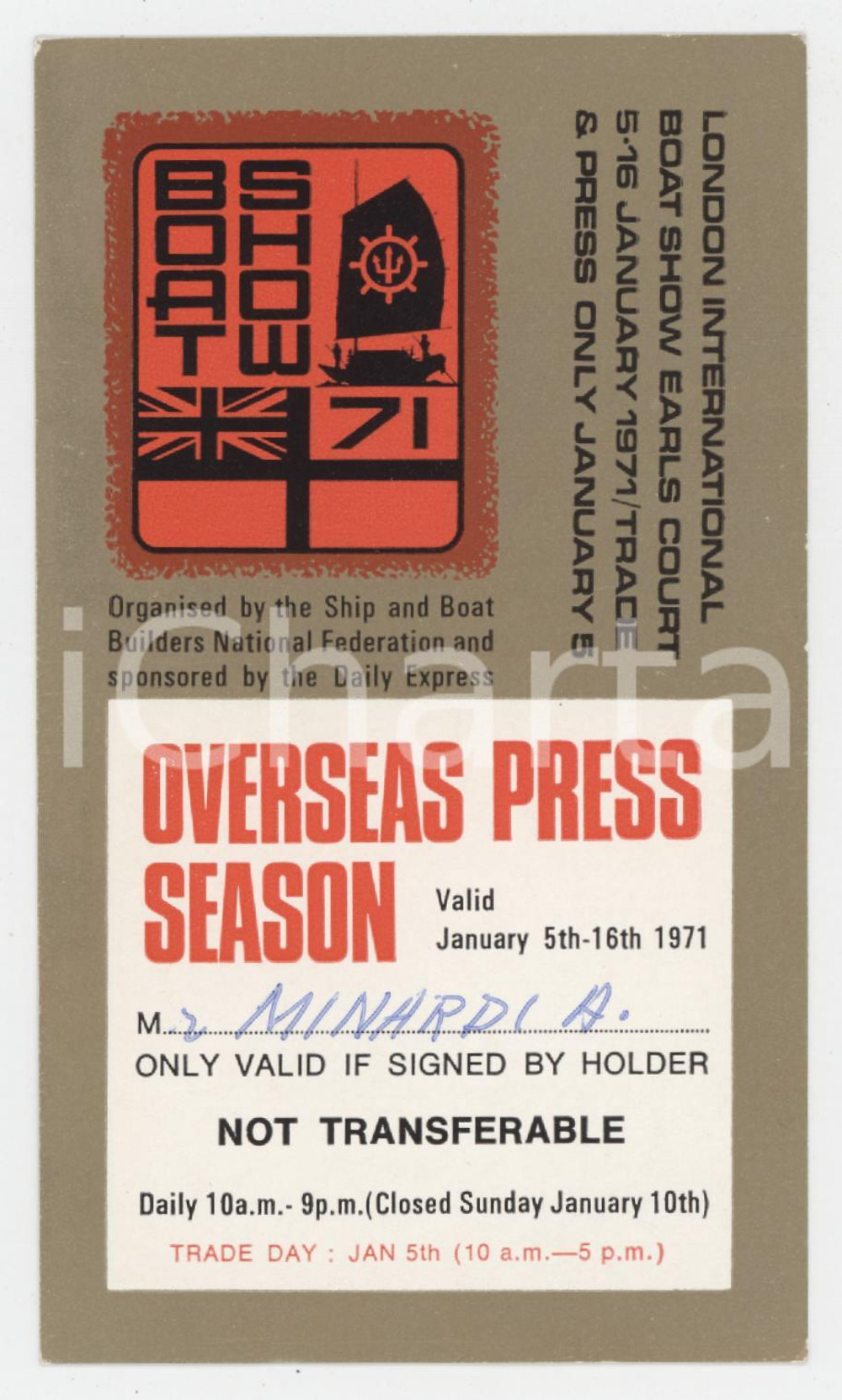 1971 LONDON INTERNATIONAL BOAT SHOW EARL COURT Overseas Press Season