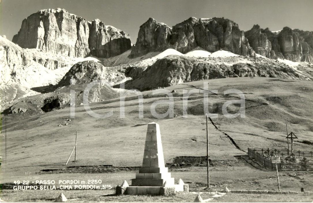 Cartolina originale da collezione 1930 PASSO PORDOI (BL) DOLOMITI Veduta del Gruppo SELLA e Cima PORDOI *FP VG 1