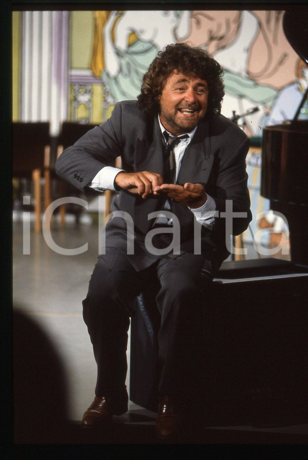 35mm vintage slide* 1992 TEATRO - SATIRA Beppe GRILLO in scena (3)