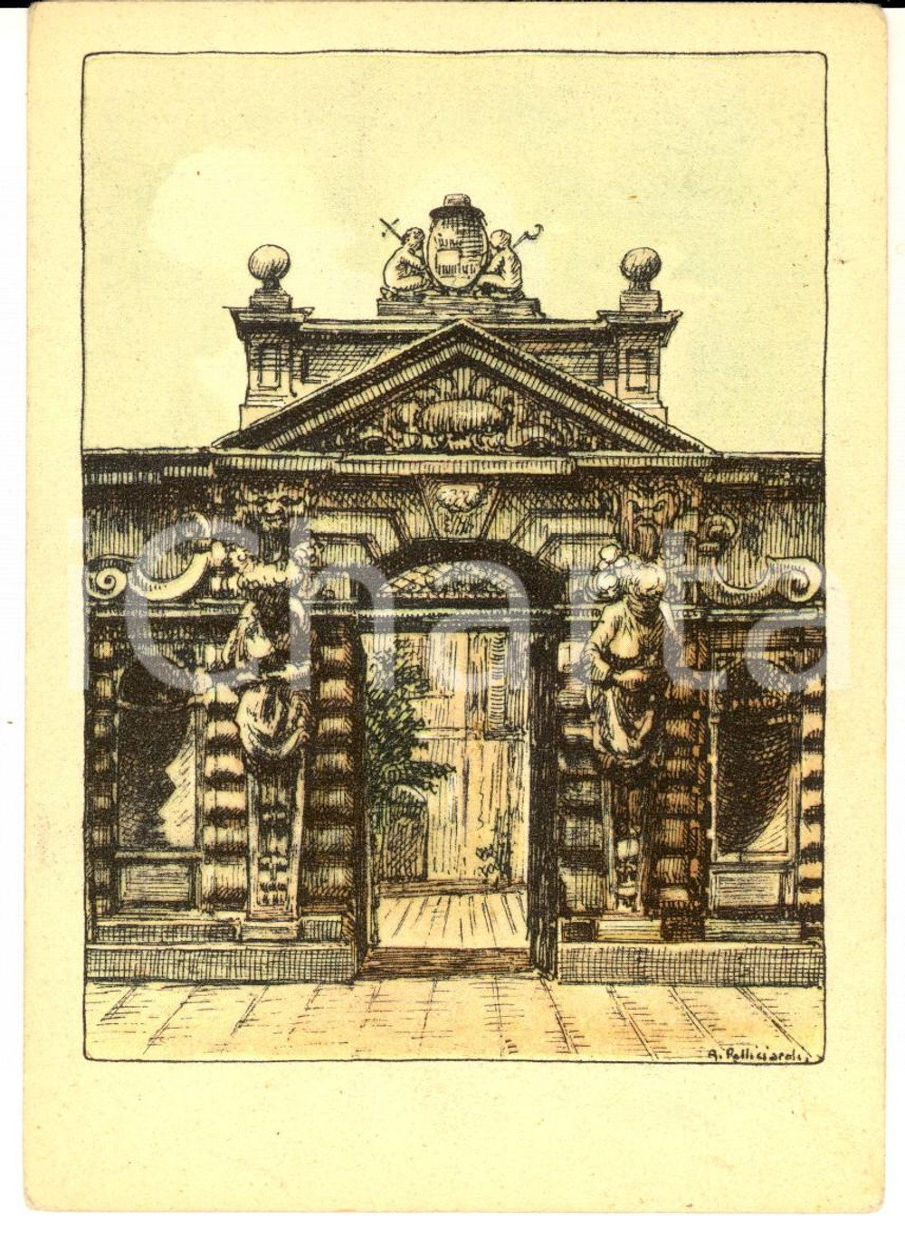 Cartolina originale da collezione 1946 MILANO Antico Seminario Arcivescovile Cartolina ILLUSTRATA POLLICIAROLI FG 1