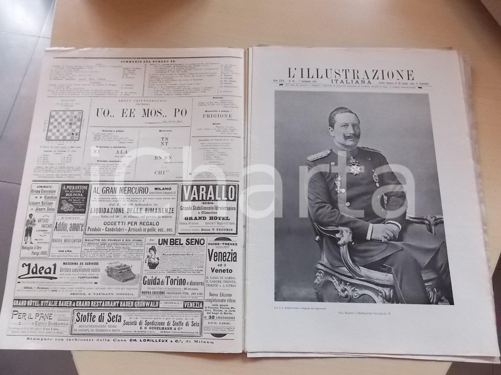 Giornale, rivista storica 1902 L ILLUSTRAZIONE ITALIANA L Imperatore Guglielmo II Sovracoperta n. 36 1