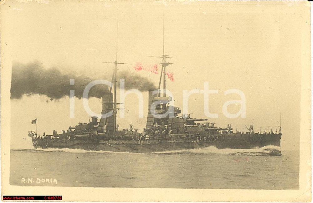 Cartolina originale da collezione 1917 WW1 Nave da battaglia Andrea Doria, corazzata 1