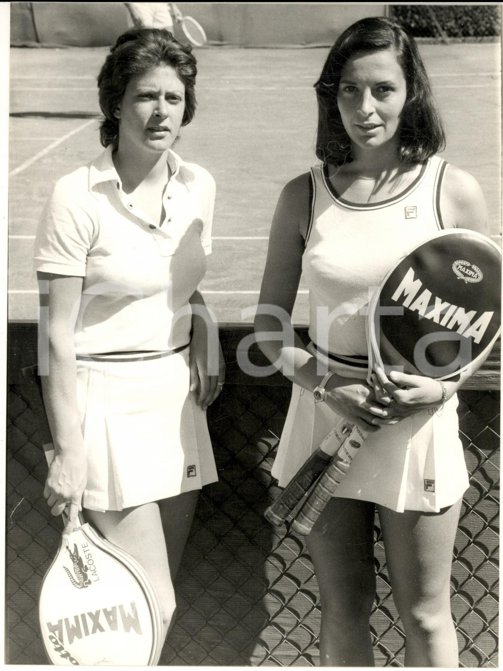 Fotografia d epoca originale 1980 ca TENNIS FEMMINILE La coppia FALCONIERI  BELARDINELLI Foto 18x24 cm 1