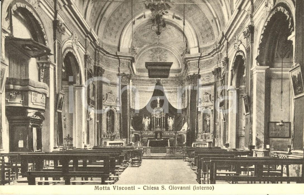 Cartolina originale da collezione 1943 MOTTA VISCONTI MI Interno della chiesa di SAN GIOVANNI Cartolina FP NV 1
