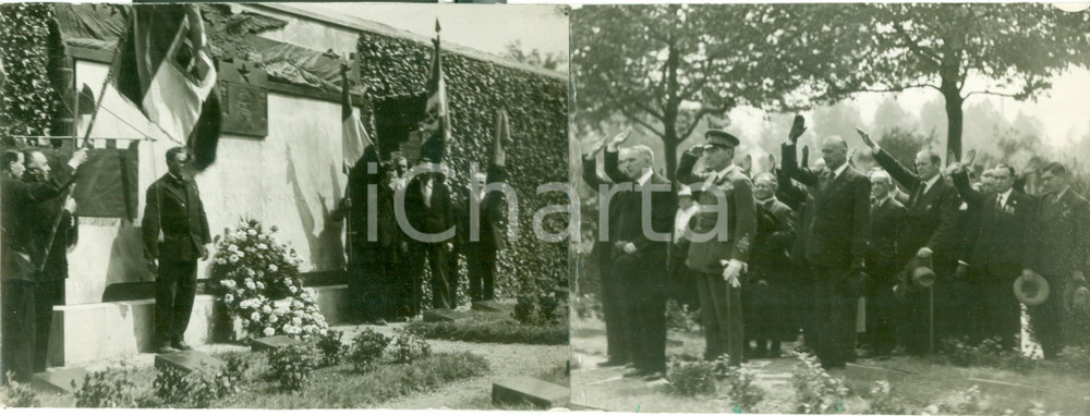 Fotografia d epoca originale 1933 IVRYSURSEINE Pier Ruggiero PICCIO Barone Pompeo ALOISI Cimitero Caduti 1