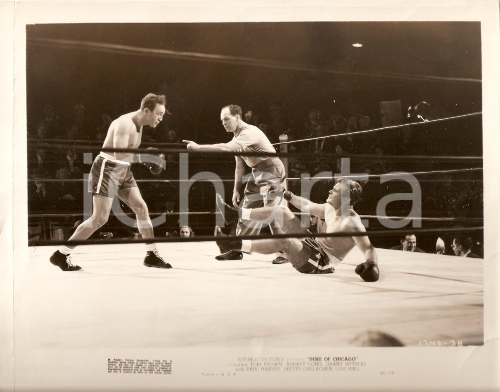 Fotografia d epoca originale 1949 DUKE OF CHICAGO Tom BROWN durante incontro di boxe Foto di scena 1