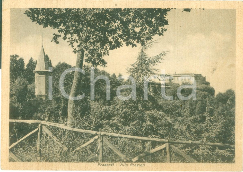 Cartolina originale da collezione 1957 FRASCATI RM Panorama con Villa GRAZIOLI Cartolina FG VG 1