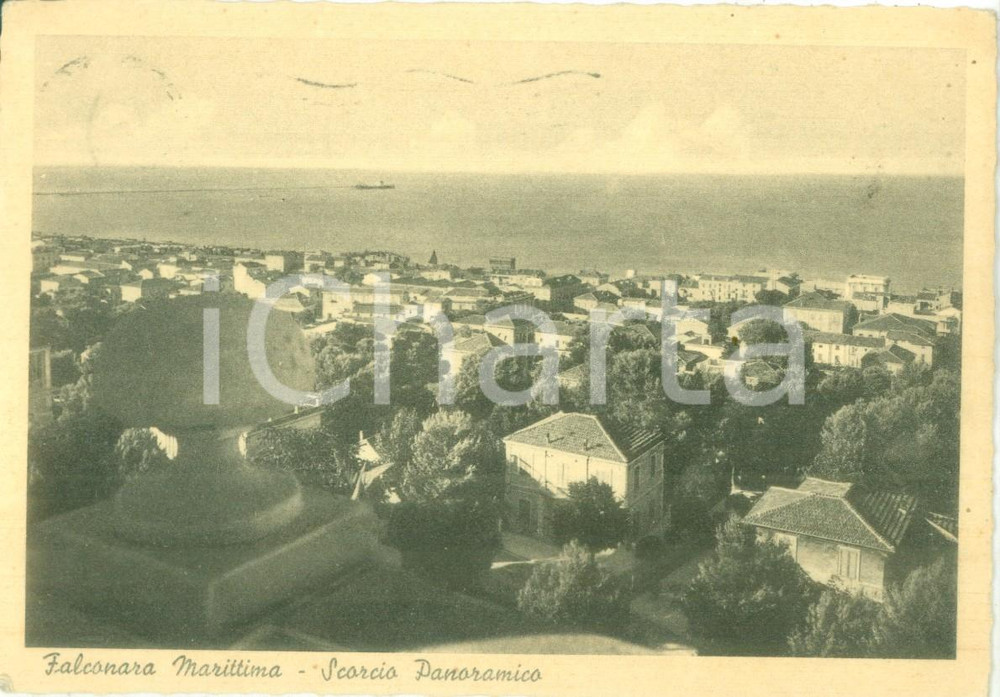 Cartolina originale da collezione 1950 ca FALCONARA MARITTIMA AN Scorcio panoramico con il mare Cartolina FG VG 1