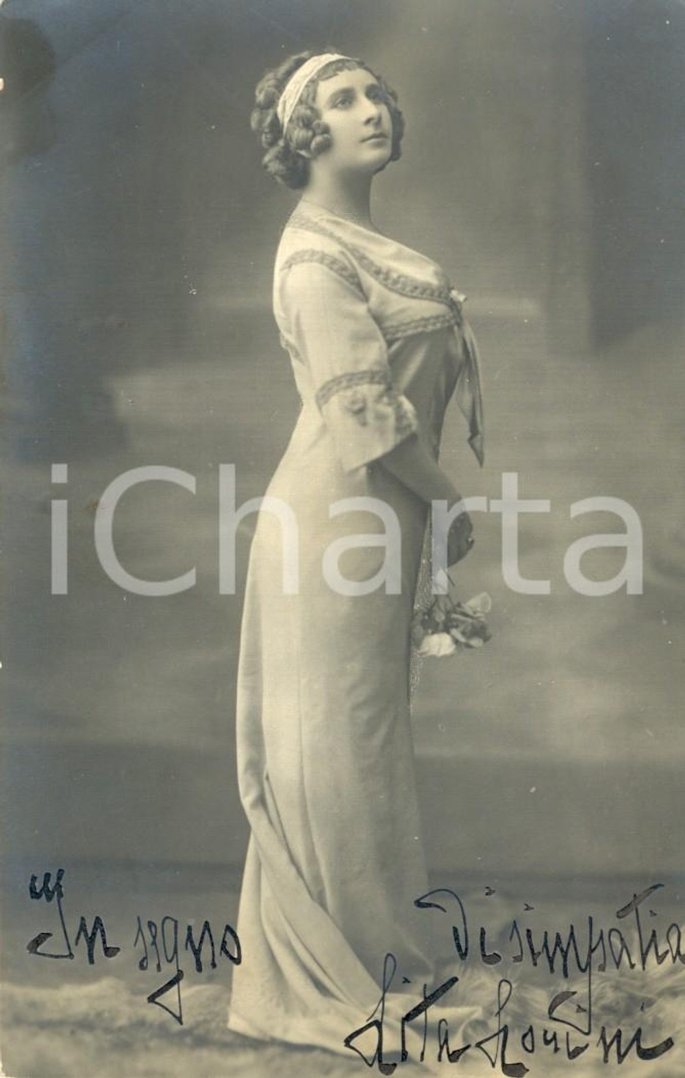 Autografo originale 1915 ca Attrice LITA LORINI Cinema muto *Autografo su cartolina FP NV 1