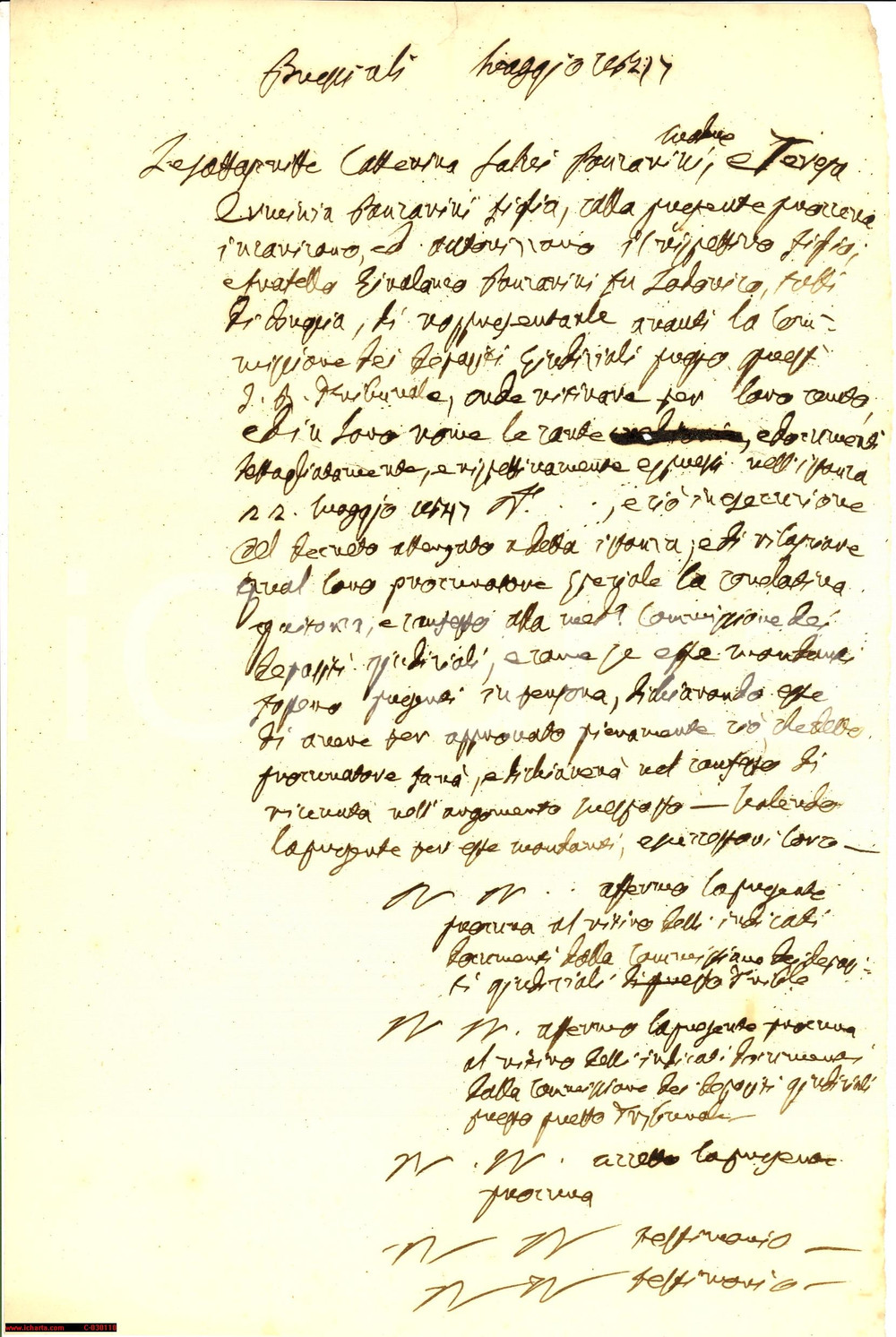 Documento originale, autentico 1827 BRESCIA Girolamo PANZARINI procuratore della madre 1