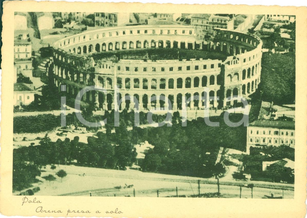 Cartolina originale da collezione 1940 ca POLA CROAZIA Veduta aerea dell Arena FG VG 1