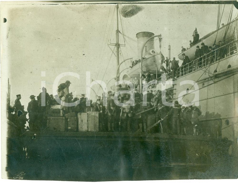 Fotografia d epoca originale 1914 USA Imbarco di soldati americani per Golfo del MESSICO Foto 1