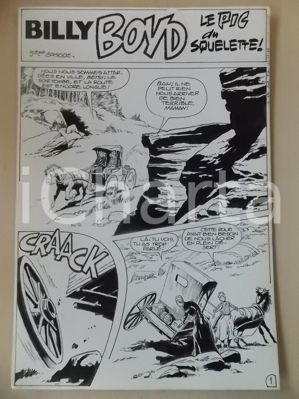 Opera d’arte autentica 1990 BILLY BOYD Ep.5 Luciano BERNASCONI Diligenza nel canyon Tavola originale 1