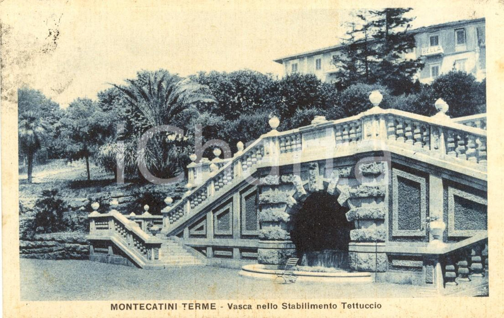 Cartolina originale da collezione 1929 MONTECATINI TERME (PT) Vasca Terme Stabilimento TETTUCCIO *Cartolina FP VG 1