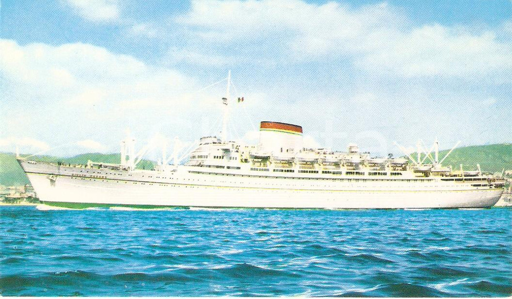 Cartolina originale da collezione 1955 ca GENOVA Società Navigazione ITALIA Transatlantico GIULIO CESARE Cartolina 1