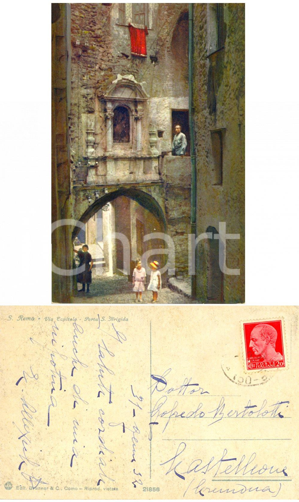 Cartolina originale da collezione 1932 SANREMO IM Porta Santa Brigida Cartolina ALLEXICH a Goffredo BERTOLOTTI 1