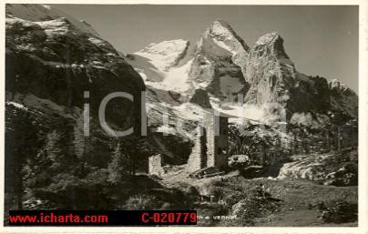 Cartolina originale da collezione 1950 ca MARMOLADA Rovine BAMBERGERHAUS Cartolina FP NV 1