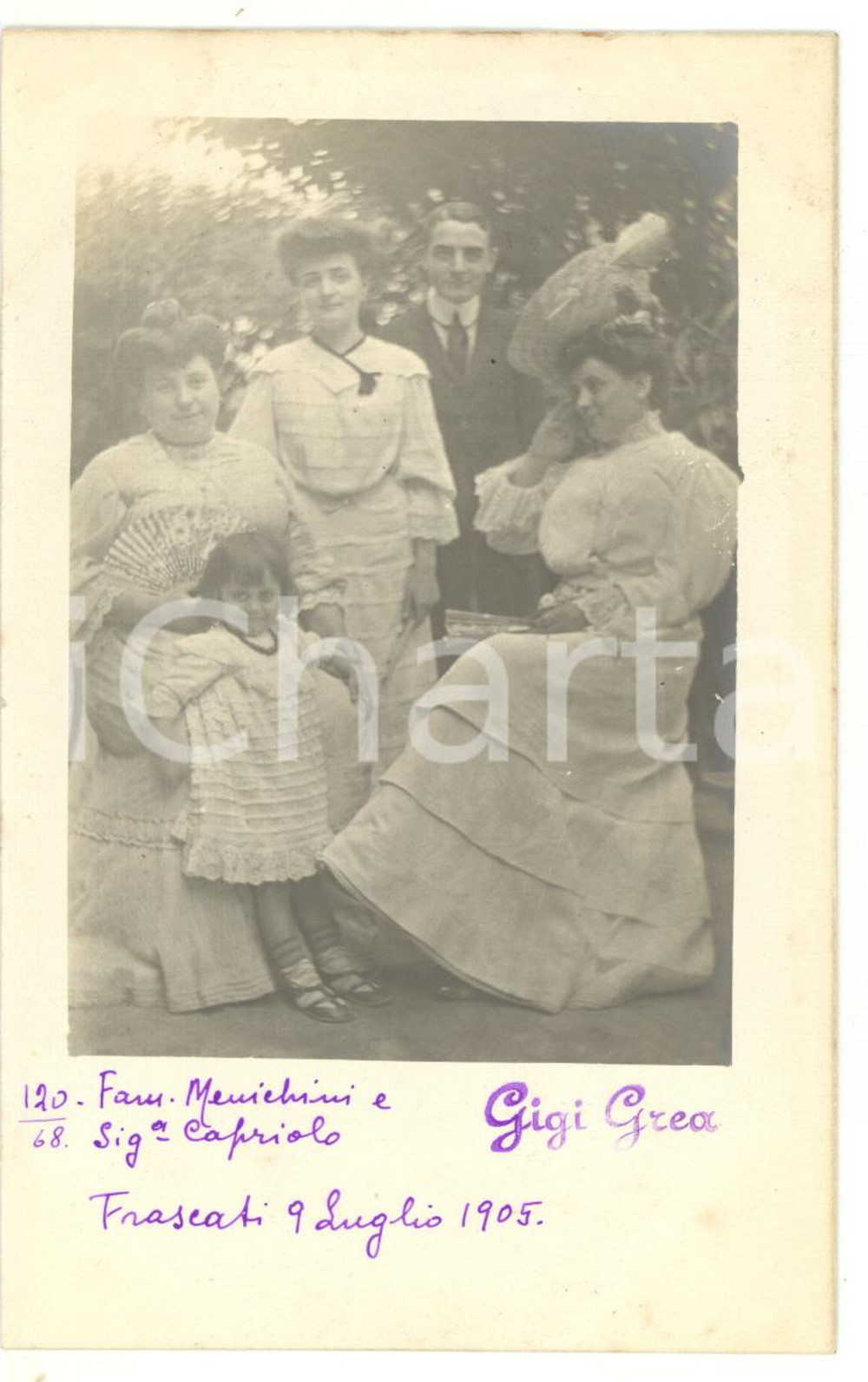 1905 FRASCATI (RM) Ritratto famiglia MENICHINI con signora CAPRIOLO