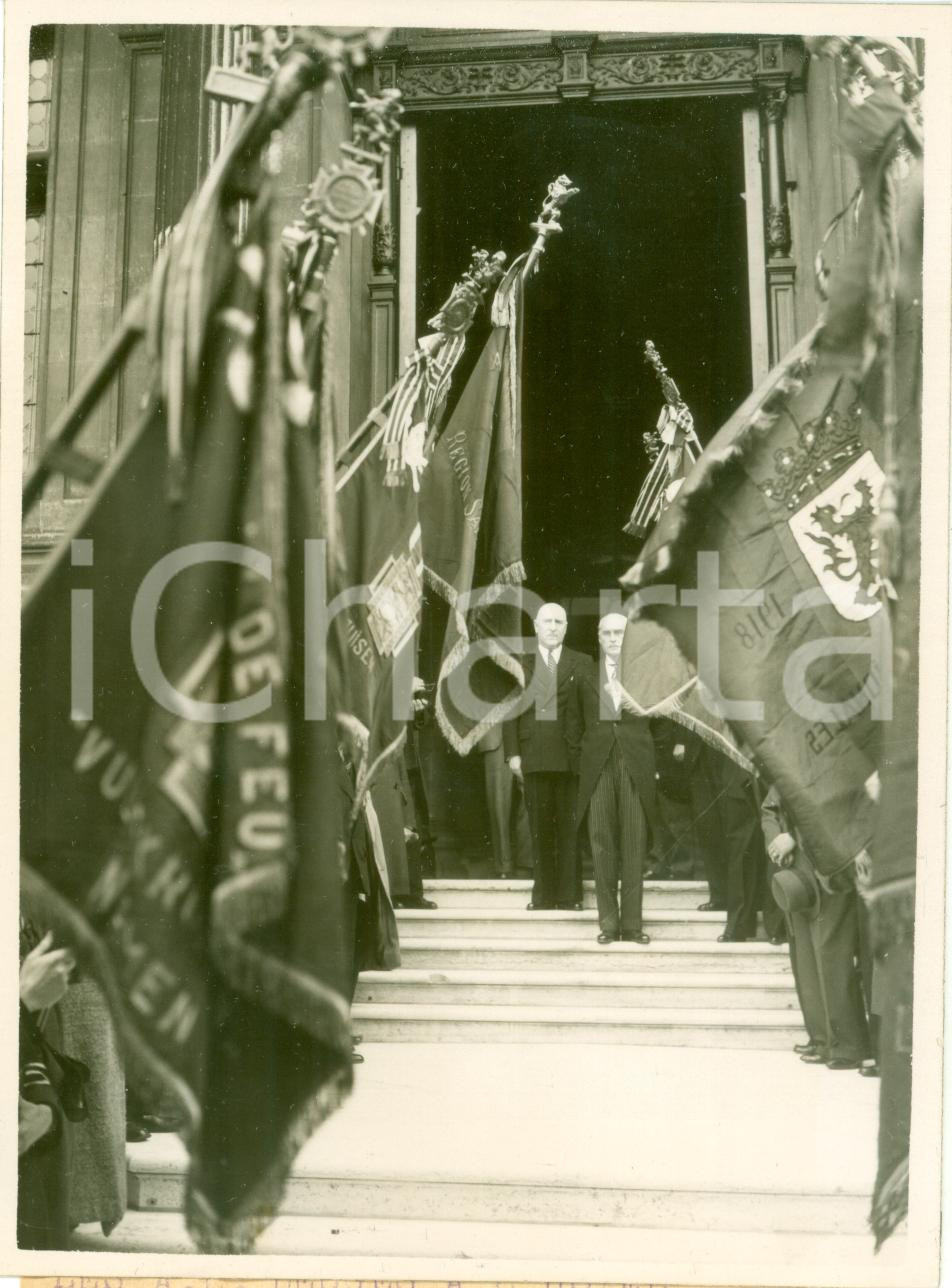 Fotografia d epoca originale 1938 PARIS Gaston LE PROVOST DE LAUNAY inaugurazione statua ROICHEVALIER Foto 1