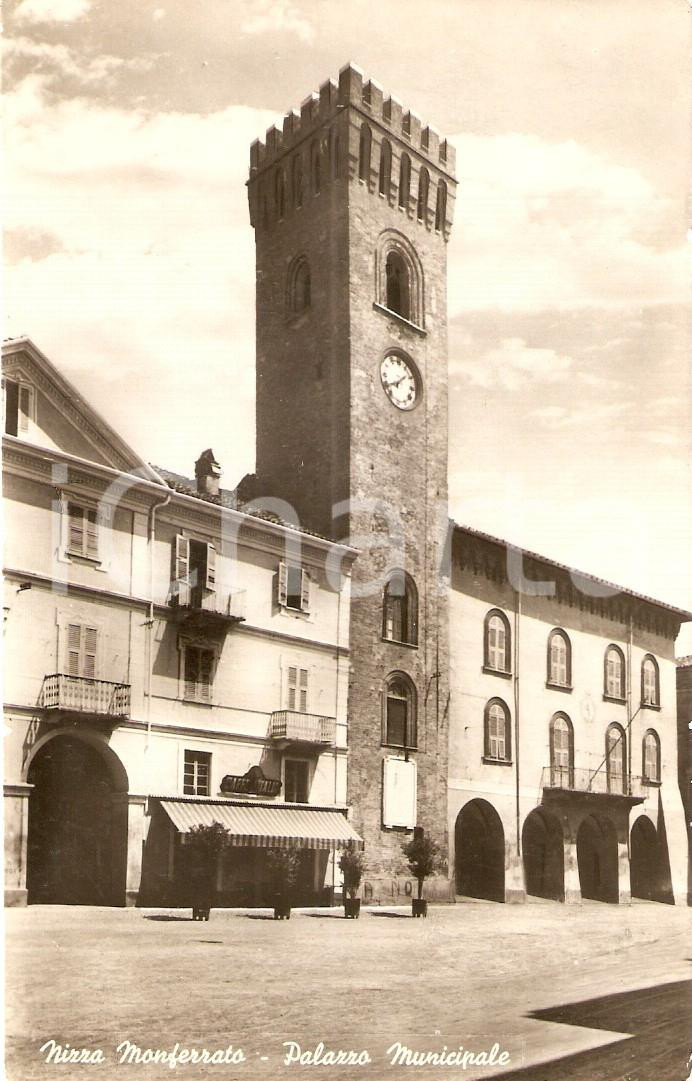 Cartolina originale da collezione 1942 NIZZA MONFERRATO AT Il Palazzo Municipale e Torre Civica Cartolina FP VG 1
