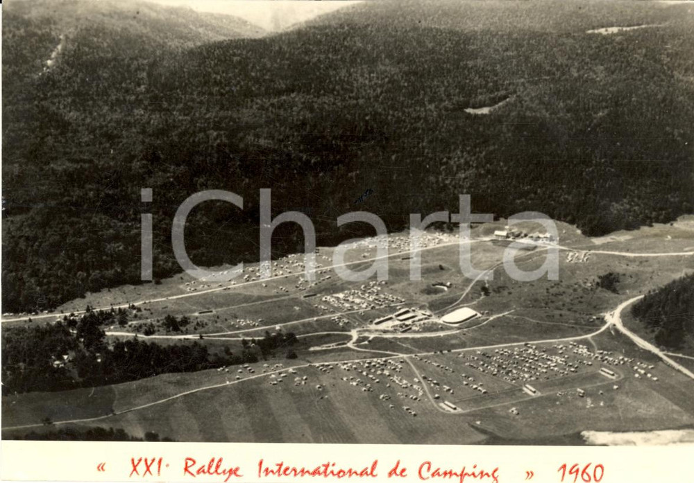 Cartolina originale da collezione 1960 FORET DE LENTE F XXI Rallye Camping e Caravaning  Postcard 1