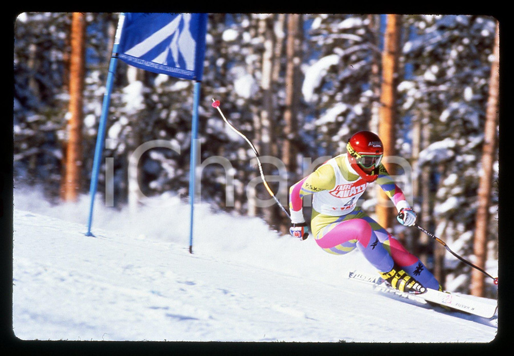 35mm vintage slide* 1989 VAIL Mondiali SCI ALPINO - Ulrike MAIER nel SUPER G