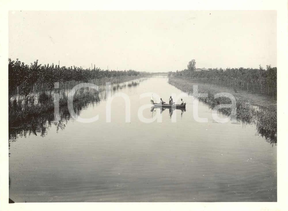 Fotografia d'epoca originale 1930 SANT'AGATA BOLOGNESE (BO) Canali irrigazione navigabili *Fotografia 1
