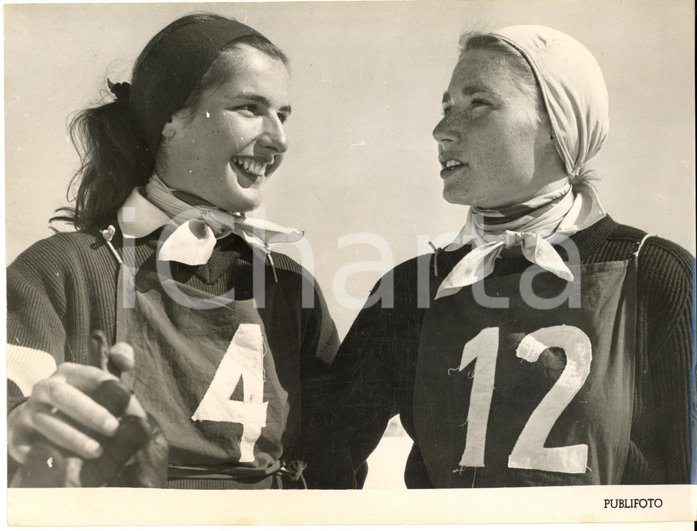 1953 SESTRIERE SCI Accademico Italiano - Odile AUBLIN Véronique JEUFFRAIN Foto