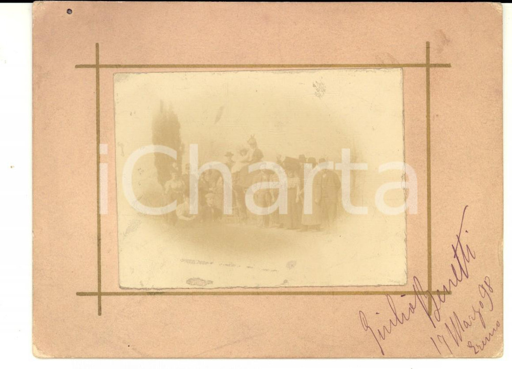 Fotografia d epoca originale 1898 EREMO AREA EMILIANA ? Giulio BENETTI in campagna con amici Foto VINTAGE 1