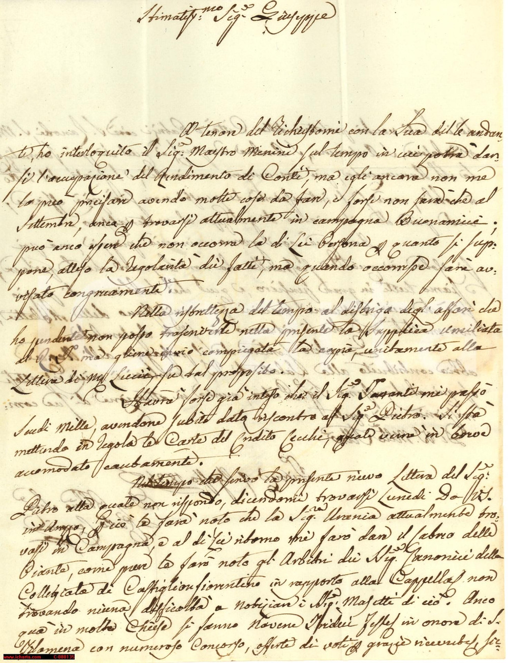 Manoscritto, lettera originale 1834 FIRENZE I fiorentini dimenticano i santi vecchi 1