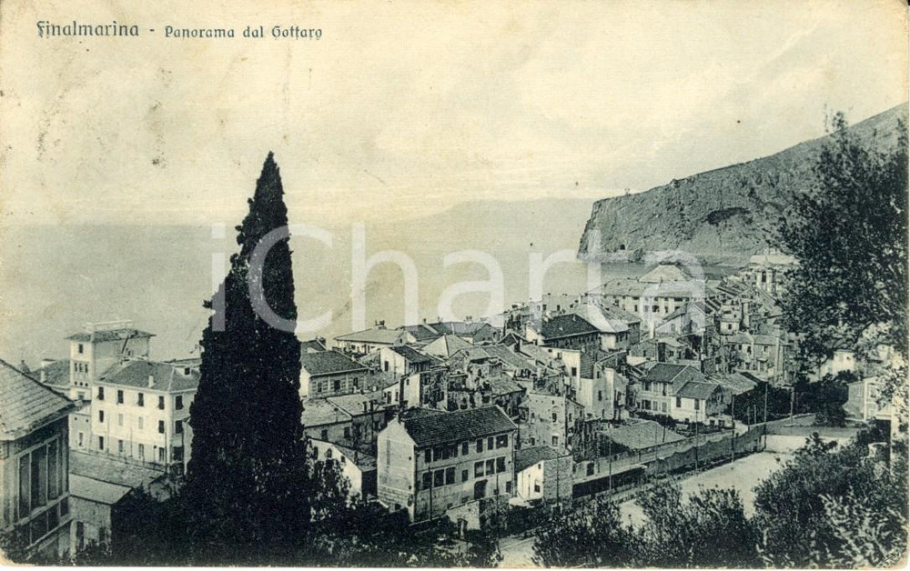 Cartolina originale da collezione 1915 ca FINALMARINA (SV) Panorama del paese dal GOTTARO *Cartolina FP VG 1
