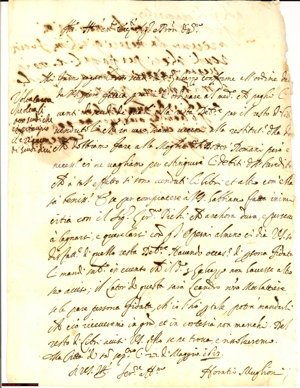 Manoscritto, lettera originale 1613 SANSEPOLCRO AR Restituzione dote sig.ra ROMANI 1