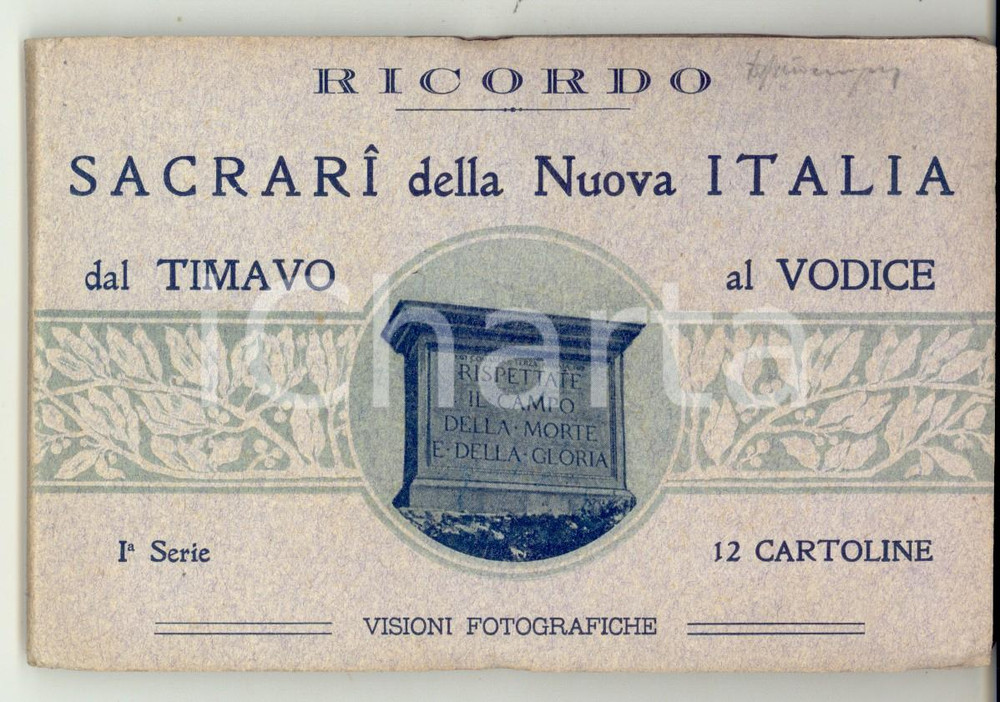 Cartolina originale da collezione 1923 GORIZIA Sacrari della Nuova Italia dal Timavo al Vodice 12 cartoline 1