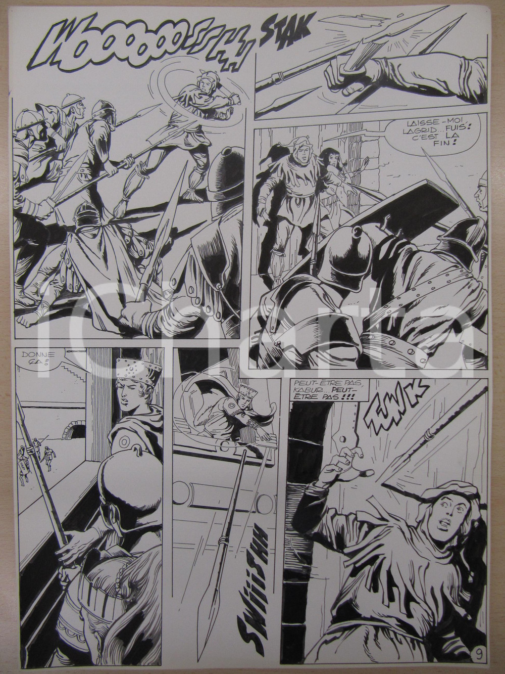 Opera d’arte autentica 1976 BD FANTASY FRANCE La saga de KABUR NÂ° 6 tav.9 Original BERNASCONI LUBE 1