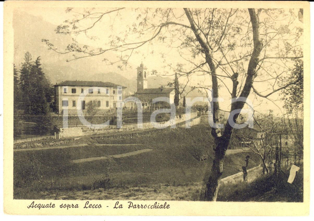 Cartolina originale da collezione 1950 ACQUATE LC Veduta della chiesa parrocchiale Cartolina postale FG VG 1