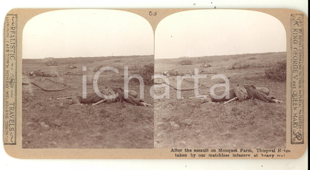 Fotografia d epoca originale 1918 WW1 THE GREAT WAR  THIEPVAL RIDGE taken by English infantry Stereoscopic 1