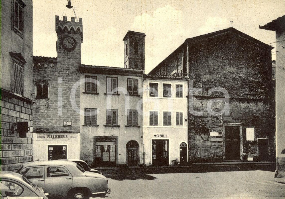 Cartolina originale da collezione 1950 ca BORGO A BUGGIANO PT Chiesa dei SANTI PIETRO e PAOLO  Pizzicheria VITI 1