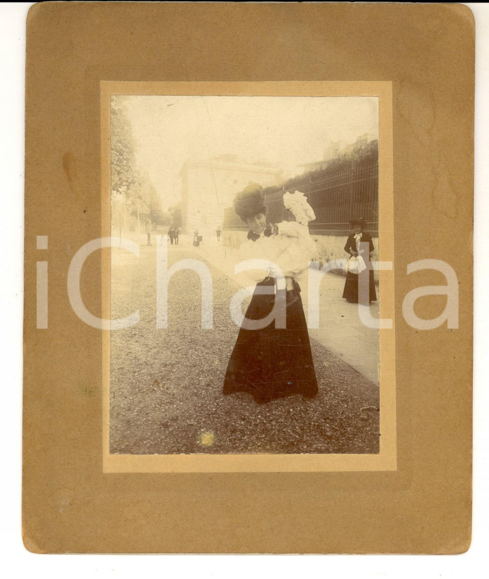 Fotografia d epoca originale 1900 ca MILANO PARCO SEMPIONE Madre con bambina Foto VINTAGE 15x17 cm 1
